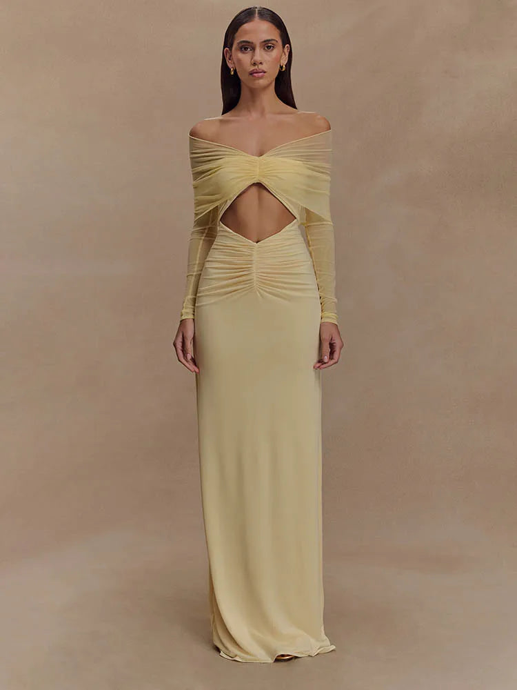 Off Shoulder Cut Out Maxi Dress