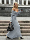 Off Shoulder Fit Knitted Maxi Dress
