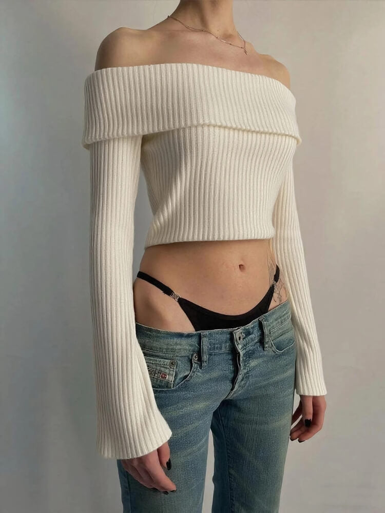 Shop Off Shoulder Knit Sweater - Litlookz Studio