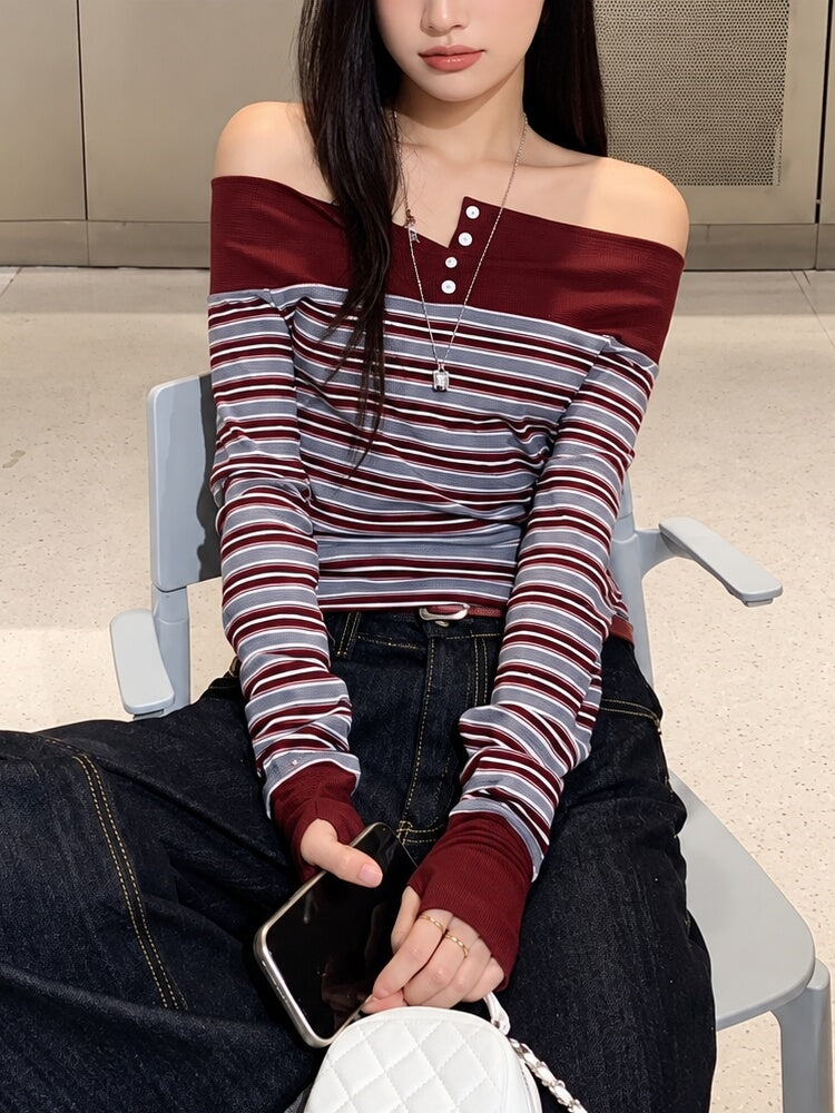 Off Shoulder Striped Top