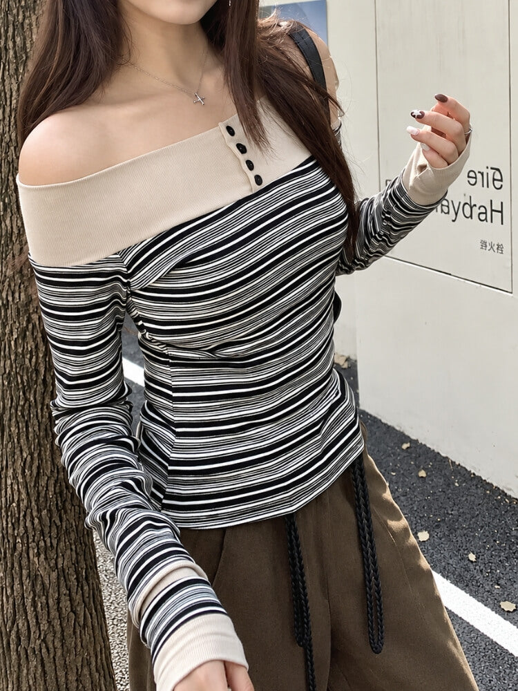 Off Shoulder Striped Top