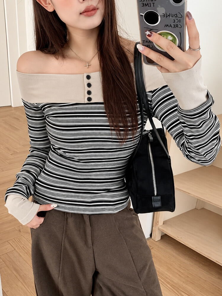 Off Shoulder Striped Top