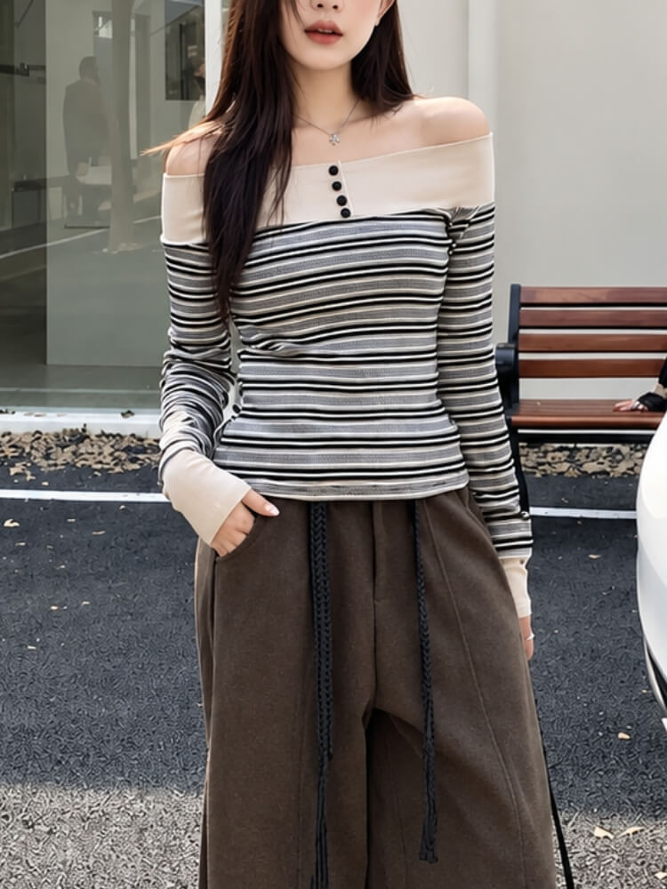 Off Shoulder Striped Top