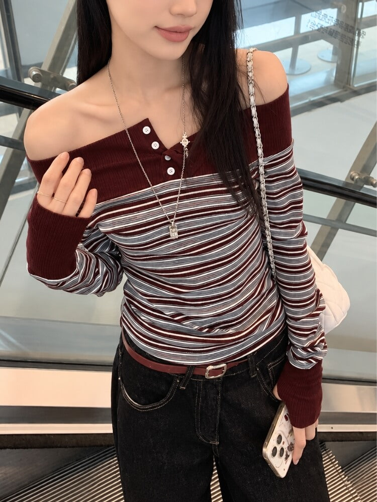 Off Shoulder Striped Top