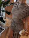 One Shoulder Draped Mini Dress
