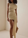 One Shoulder Draped Mini Dress