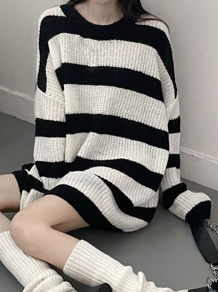 Oversized Striped Knit Sweater