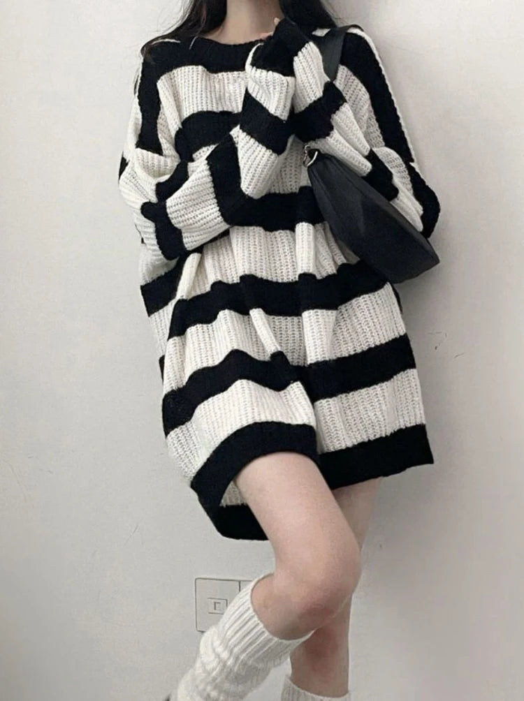 Oversized Striped Knit Sweater