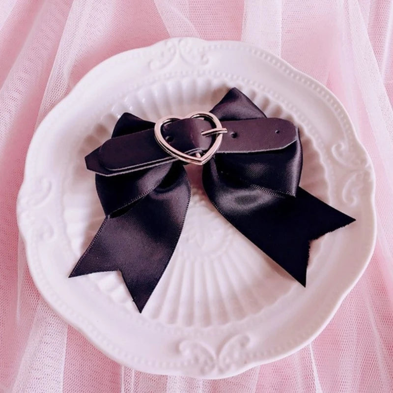 Pastel Goth Belted Bow Hair Pins