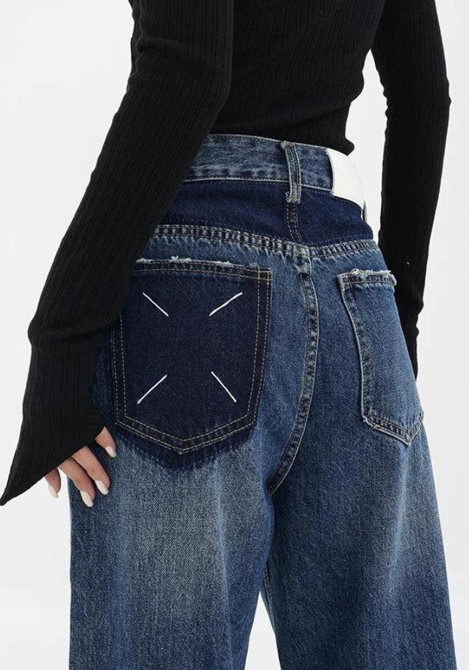 Patch Pocket Stitch Detail Flare Leg Jeans main image 0