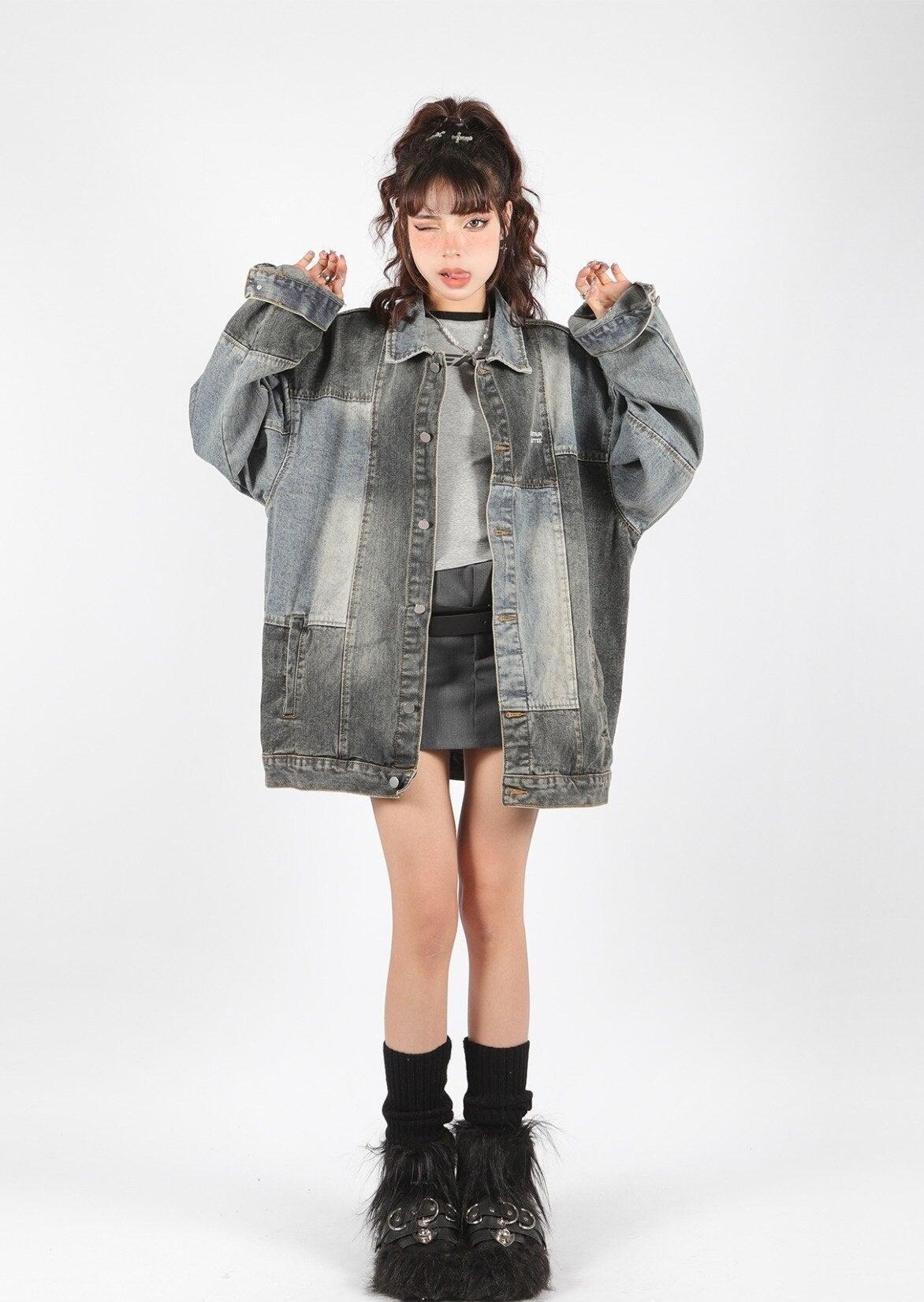 Patchwork Oversized Denim Jacket – Litlookz Studio