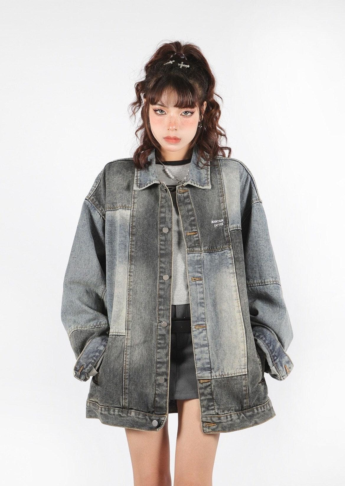 Patchwork Oversized Denim Jacket – Litlookz Studio