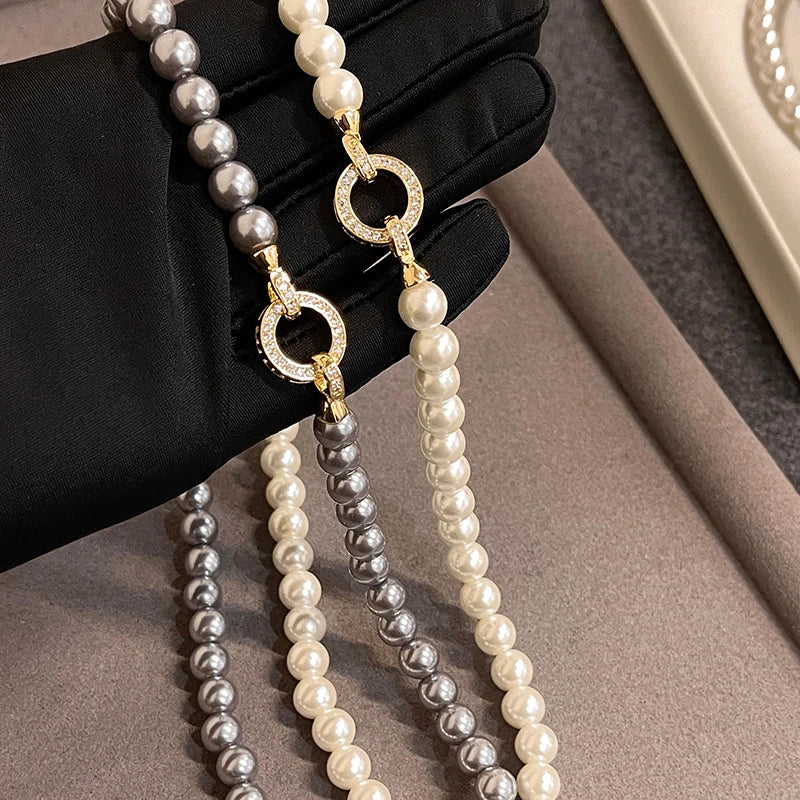 Pearl Ring Clasp Necklace