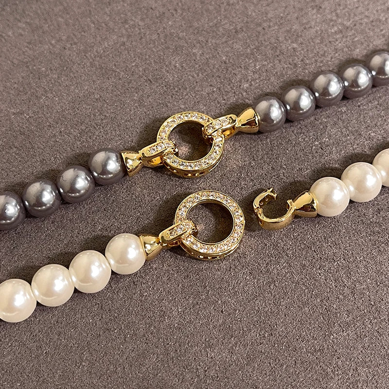 Pearl Ring Clasp Necklace