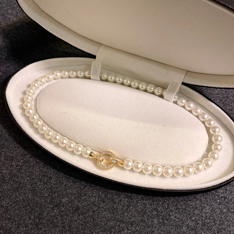 Pearl Ring Clasp Necklace