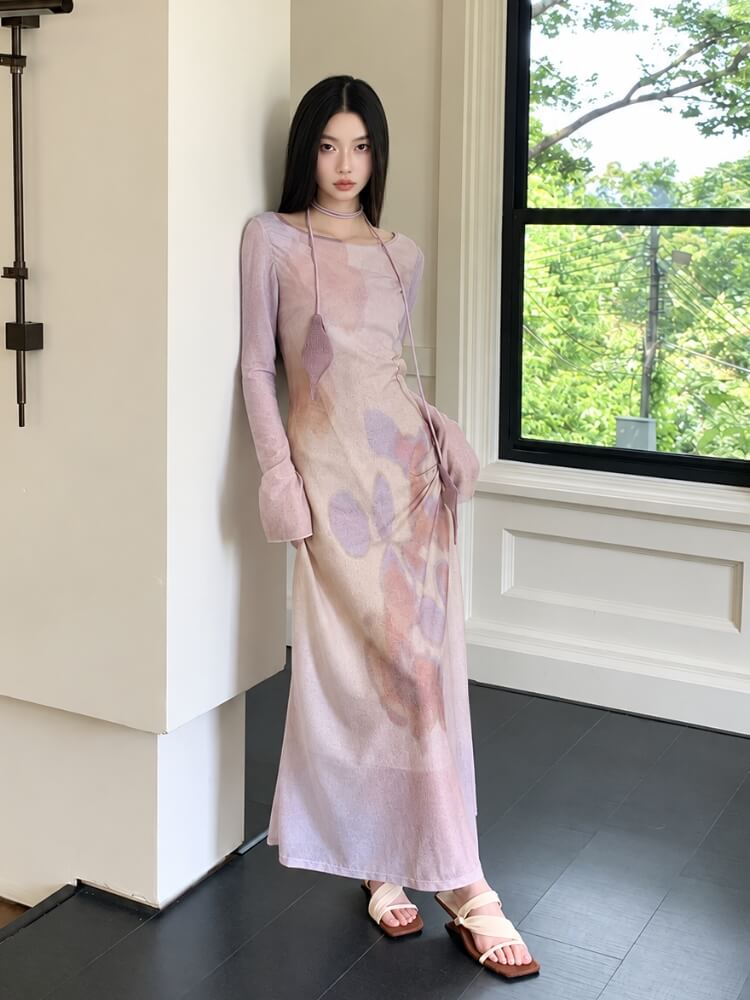 Petal Haze Maxi Dress