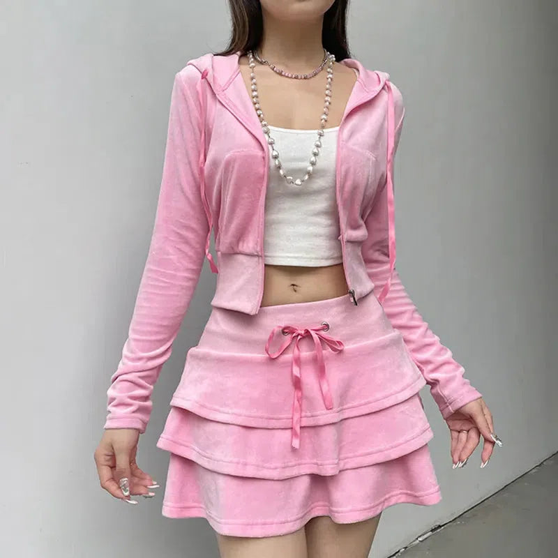 Pink Aesthetic Skirt & Hoodie Two Piece Set – Litlookz Studio