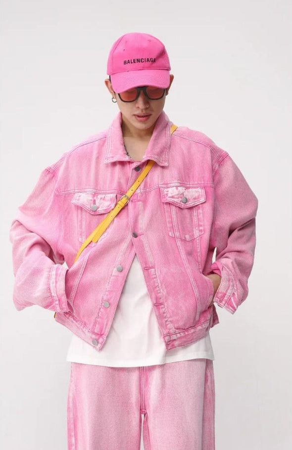 Pink Denim Jacket & Pants Two Piece Set - Litlookz Studio