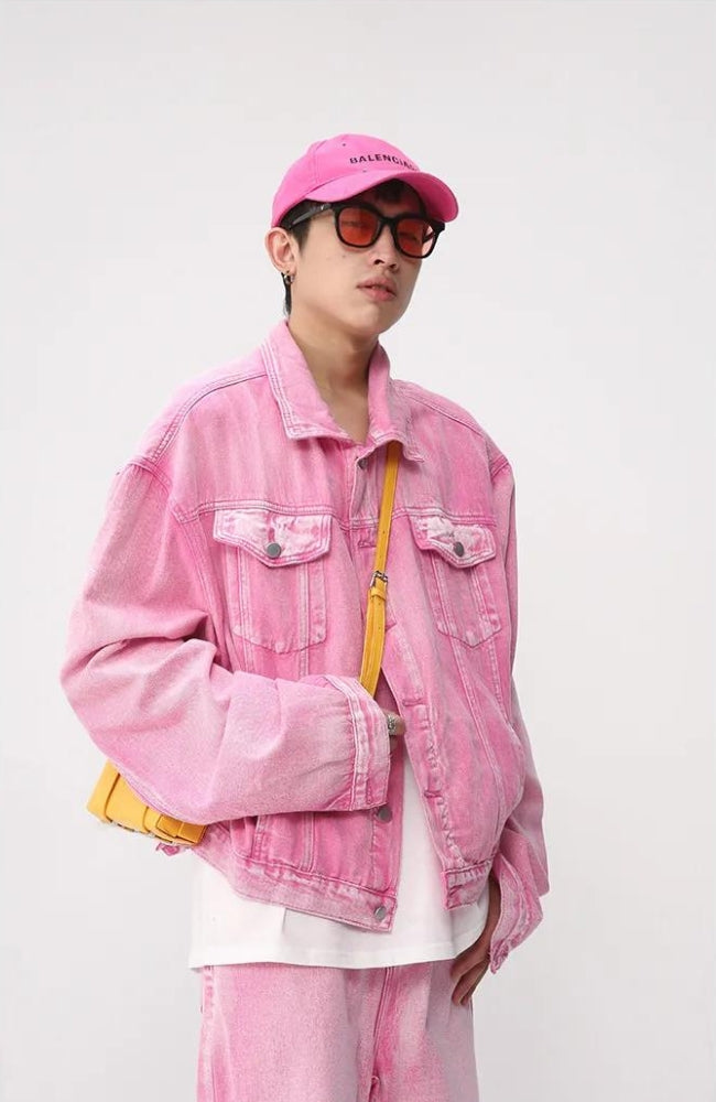 Litlookz Studio Pink Denim Jacket & Pants Two Piece Set