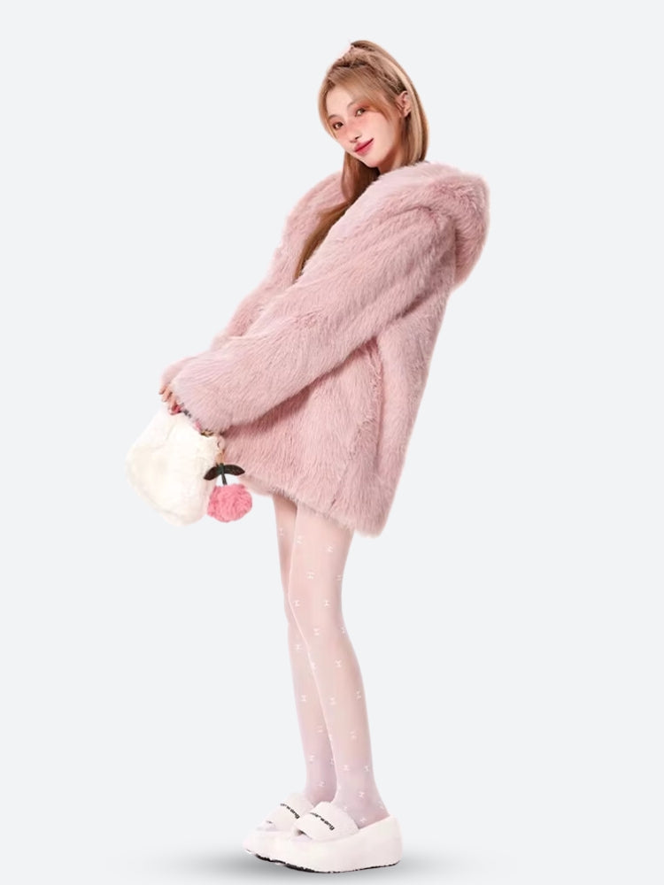 Pink Faux Fur Jacket - Litlookz Studio