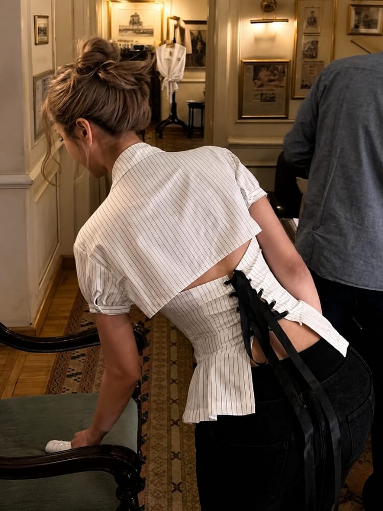 Pinstripe Corset Top