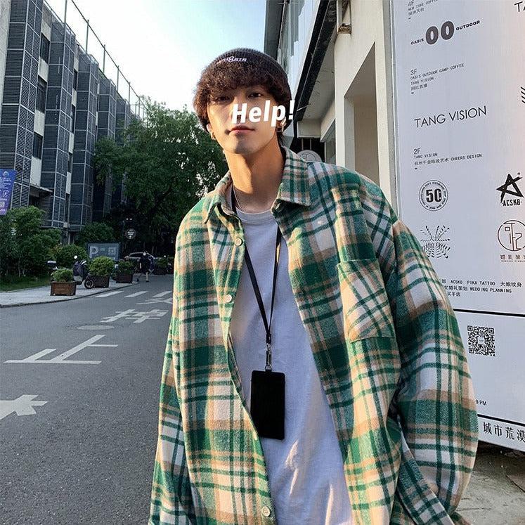 Grunge Flannel Style Men Plaid Flannel Men Shirt Litlookz Studio