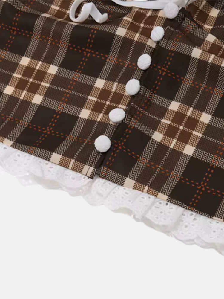 Plaid Ribbon Halter Top