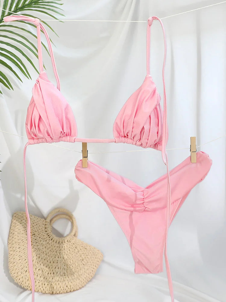 Pleated Bikini Set