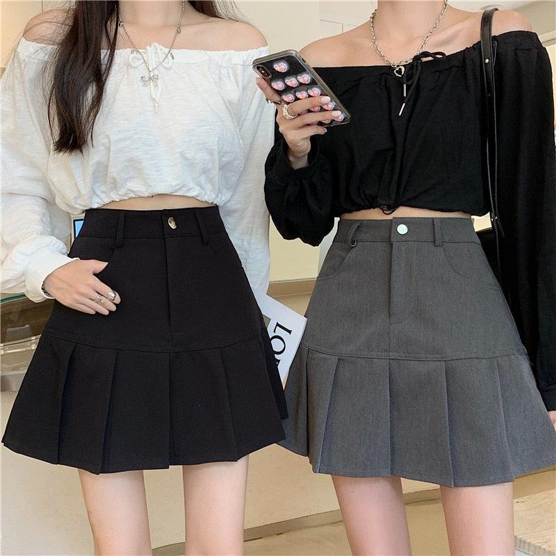Pleated College Mini Skirt