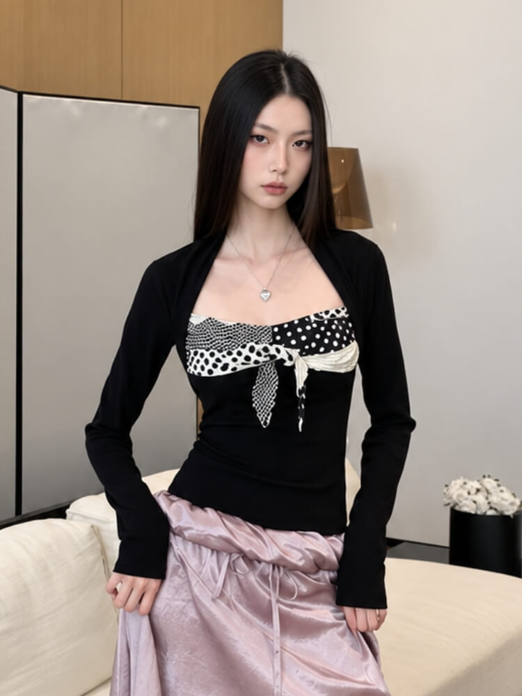 Polka Bolero Sleeve Top