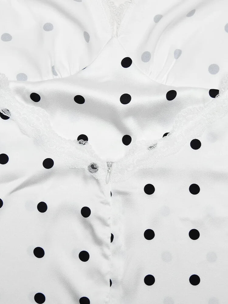 Polka Dot Lace Trim Mini Dress - Litlookz Studio Polka Dot Lace Trim Mini Dress - Litlookz Studio