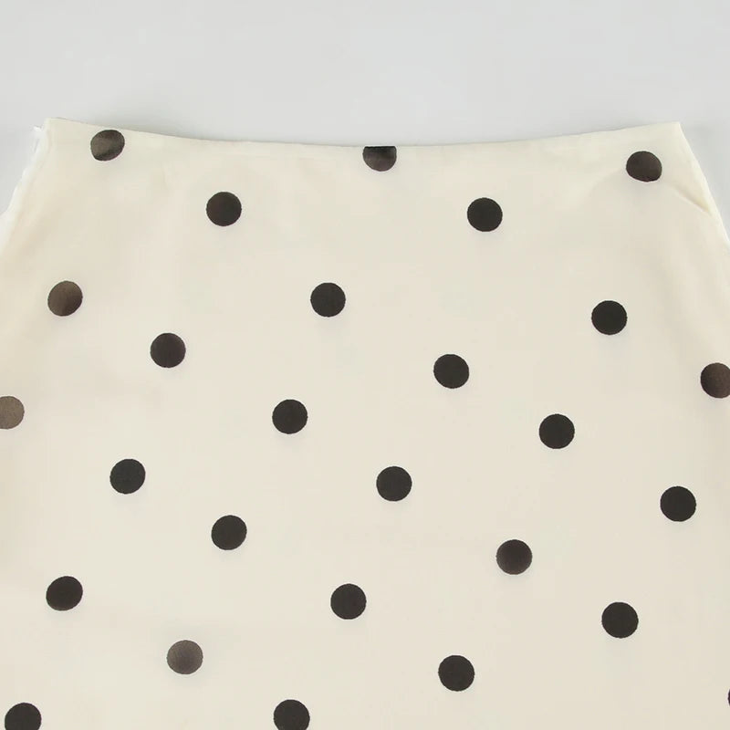 Polka Dot Ruffle Midi Skirt