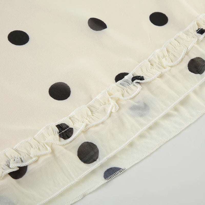 Polka Dot Ruffle Midi Skirt