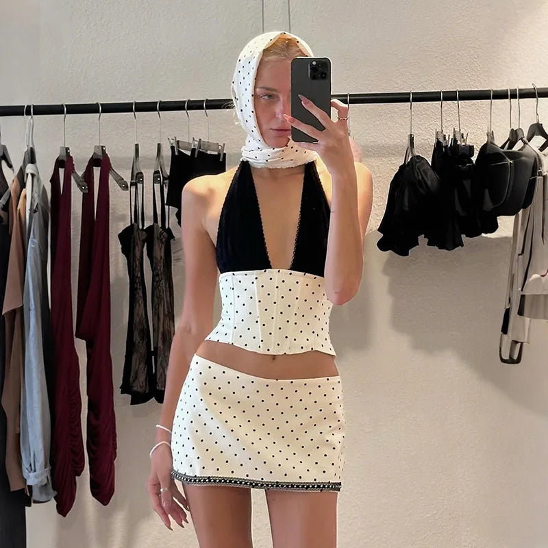 Polka Dot Top & Skirt Two Piece Set