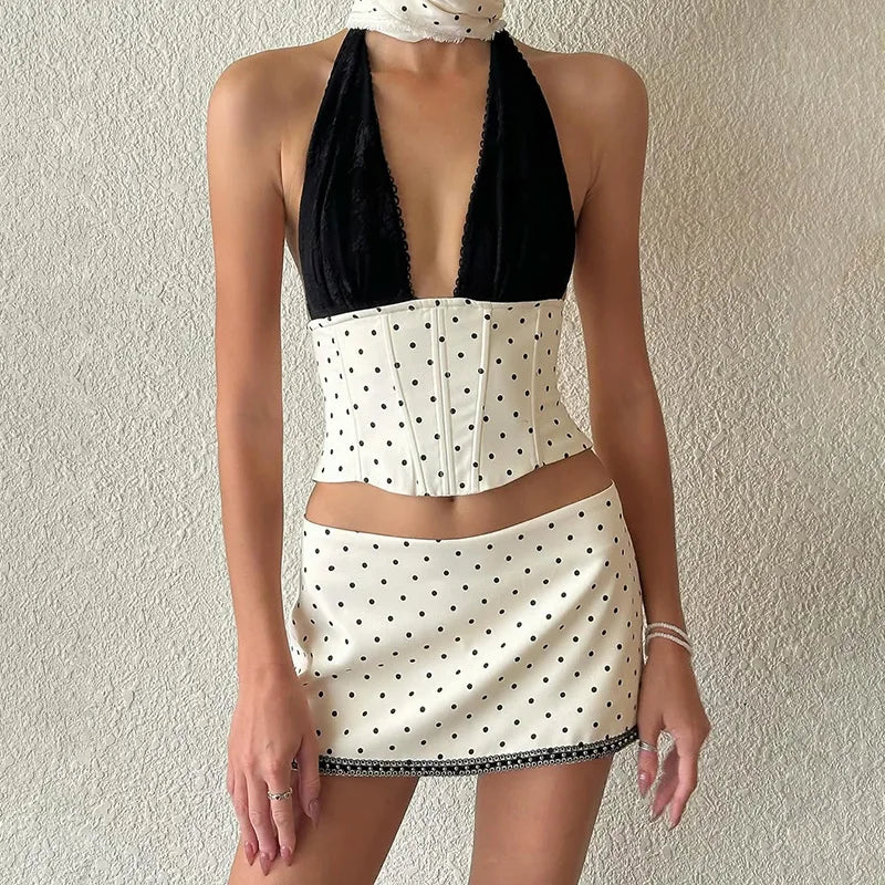 Polka Dot Top & Skirt Two Piece Set