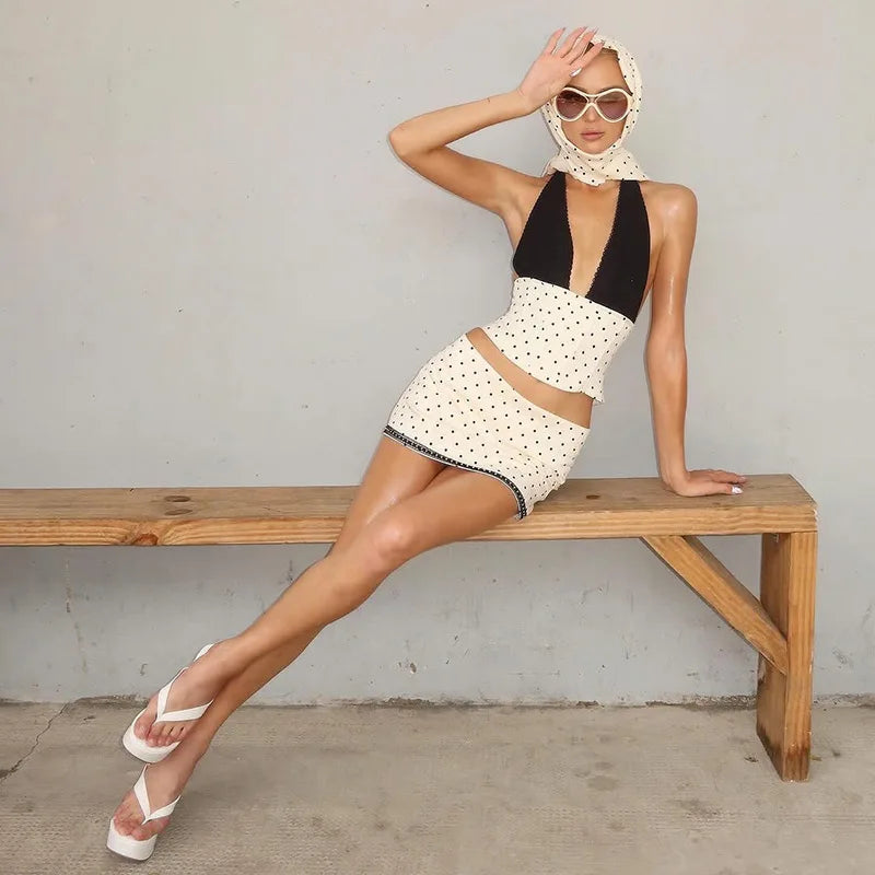 Polka Dot Top & Skirt Two Piece Set