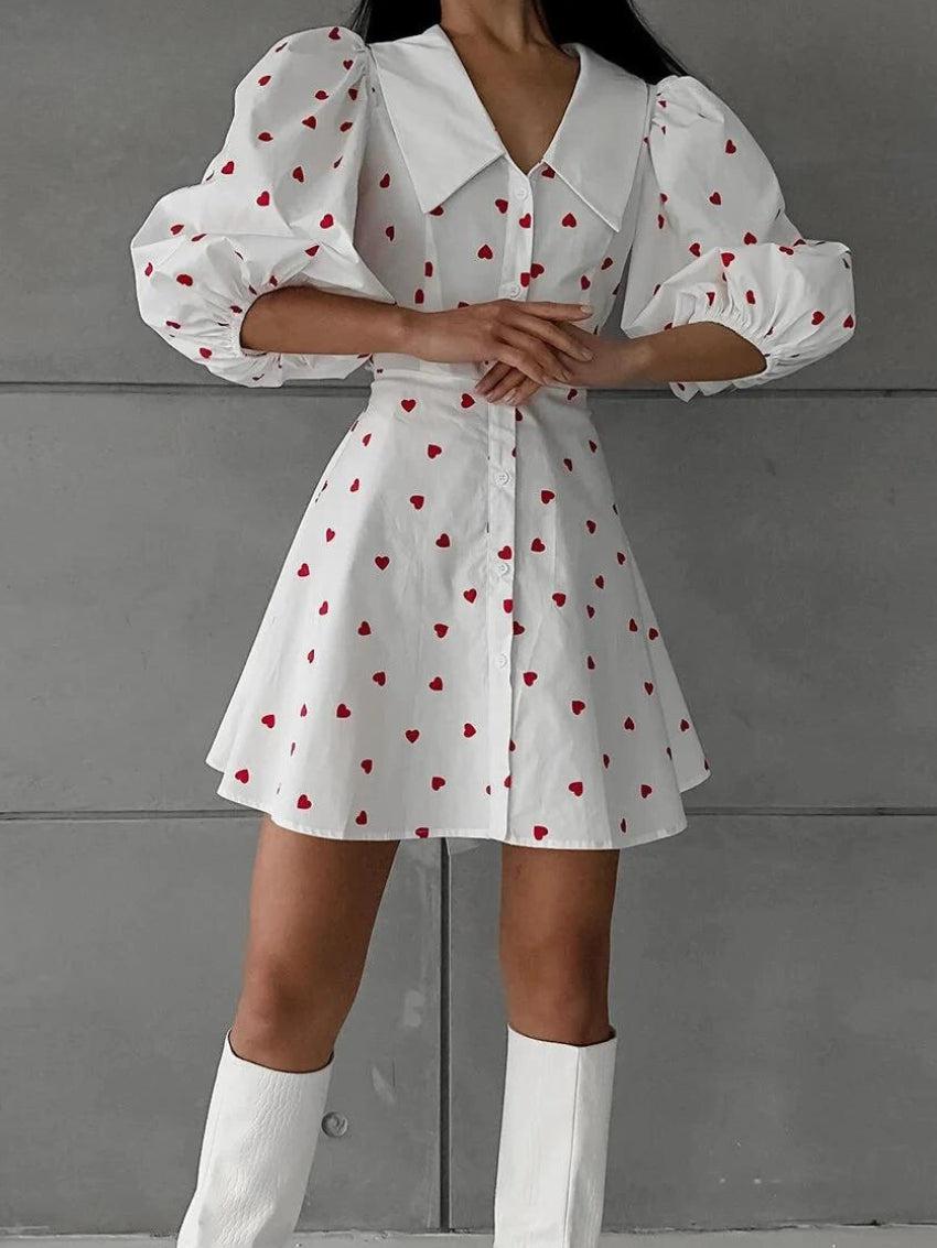 polka dot puff sleeve mini dress Puff Sleeve Mini Dress