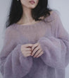 Puff Sleeved Mesh Knit Sweater