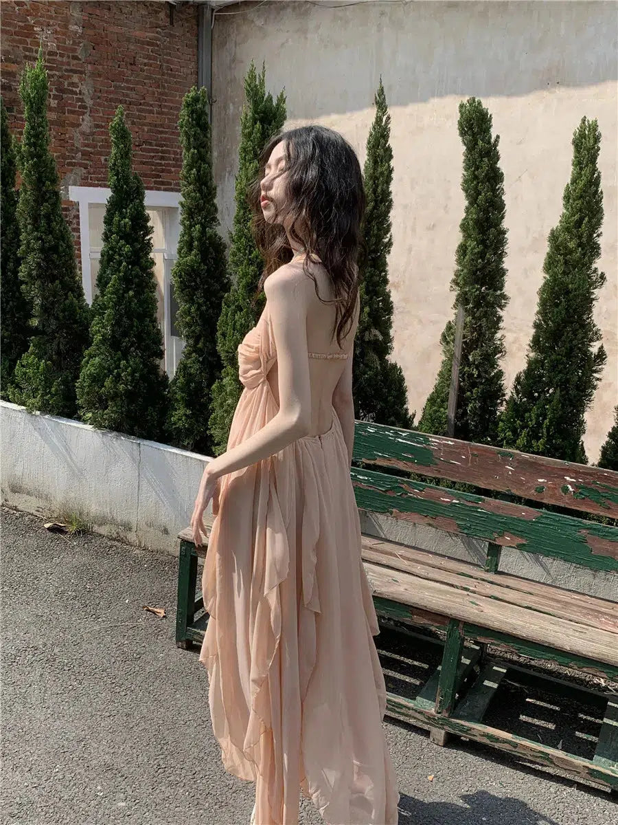 Pure Backless Chiffon Midi Dress