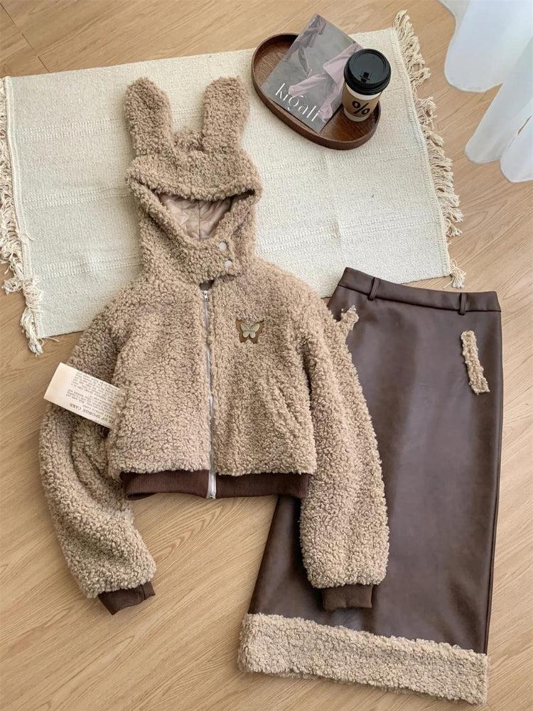 Rabbit Hood Teddy Two Piece Set