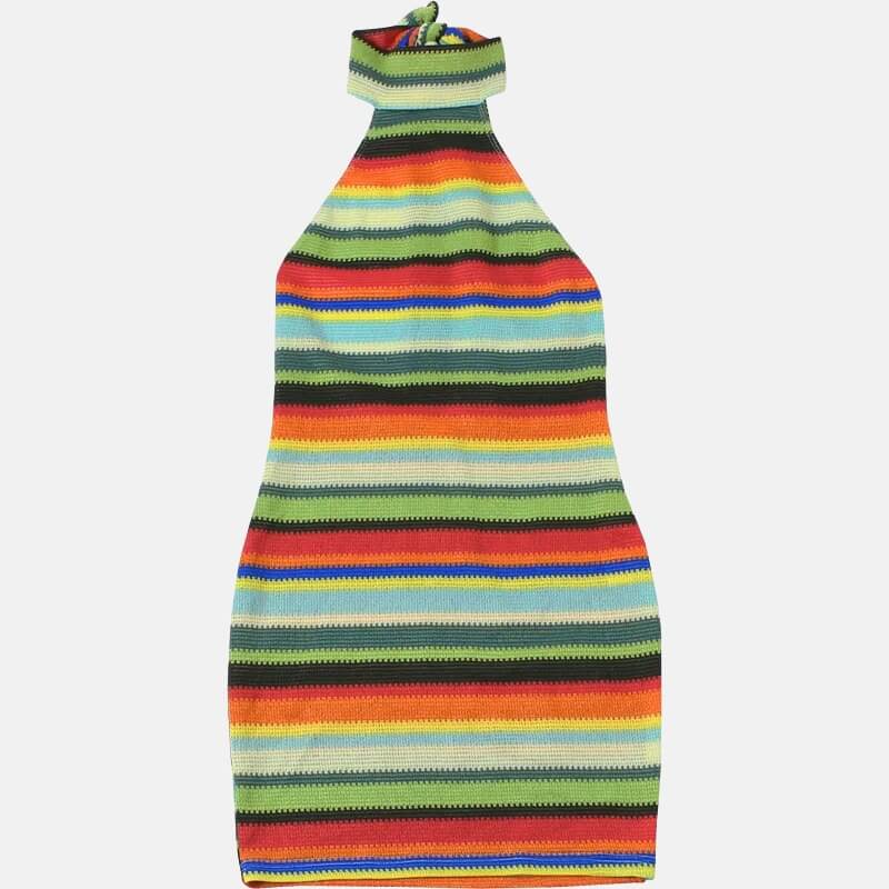 Rainbow Halter Mini Dress