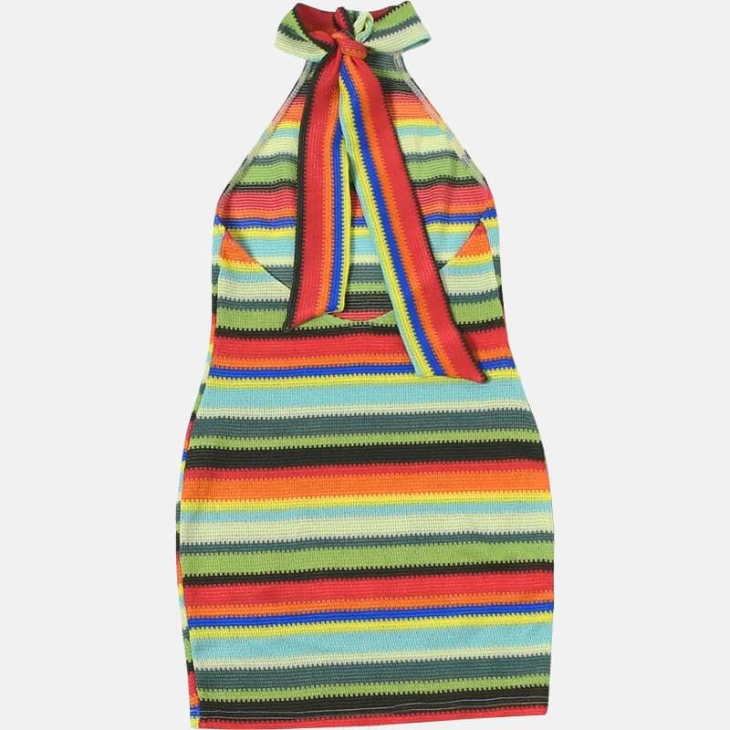 Rainbow Halter Mini Dress
