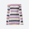 Rainbow Off Shoulder Knitted Mini Dress
