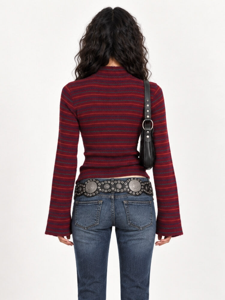 Retro Stripe Knit Sweater