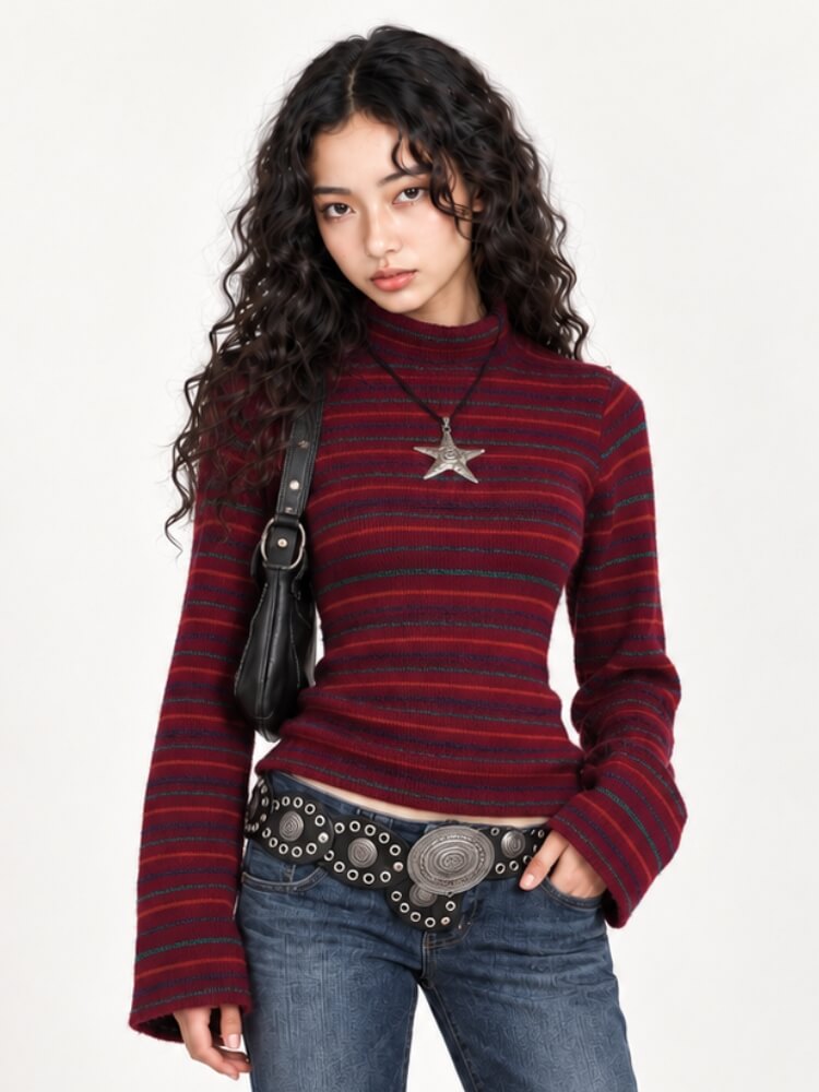 Retro Stripe Knit Sweater
