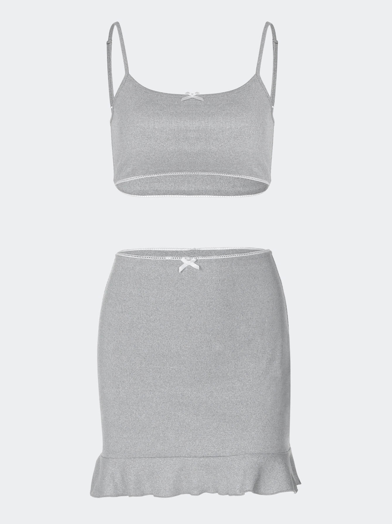Shop Ribbed Cami & Mini Skirt Two Piece Set - Litlookz Studio
