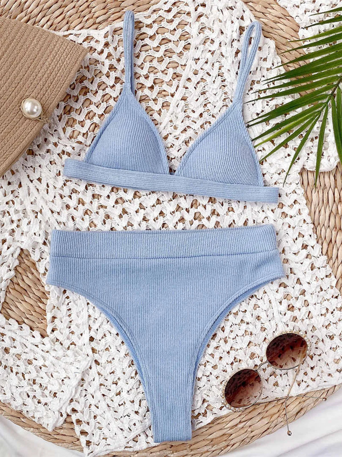Ribbed Triangle Bikini Set