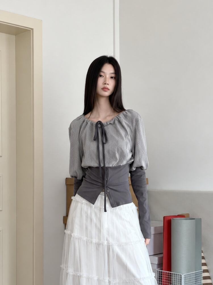 Ribbon Corset Blouse