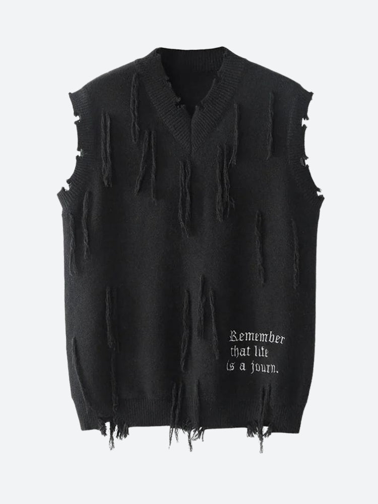 Ripped Tasseled Sweater Vest - Litlookz Studio