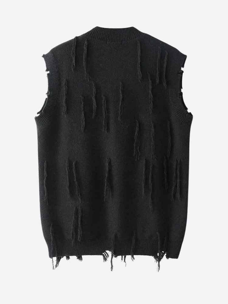 Ripped Tasseled Sweater Vest - Litlookz Studio